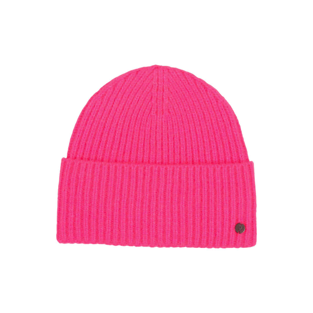 Tuque côtelée, laine, polyacrylique, néon rose, V.Fraas, hiver, tendance, mode
