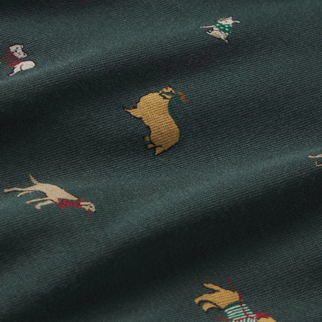 Pyjama, long, hiver, Noël, Eberjey, Tencel, vert, chiens