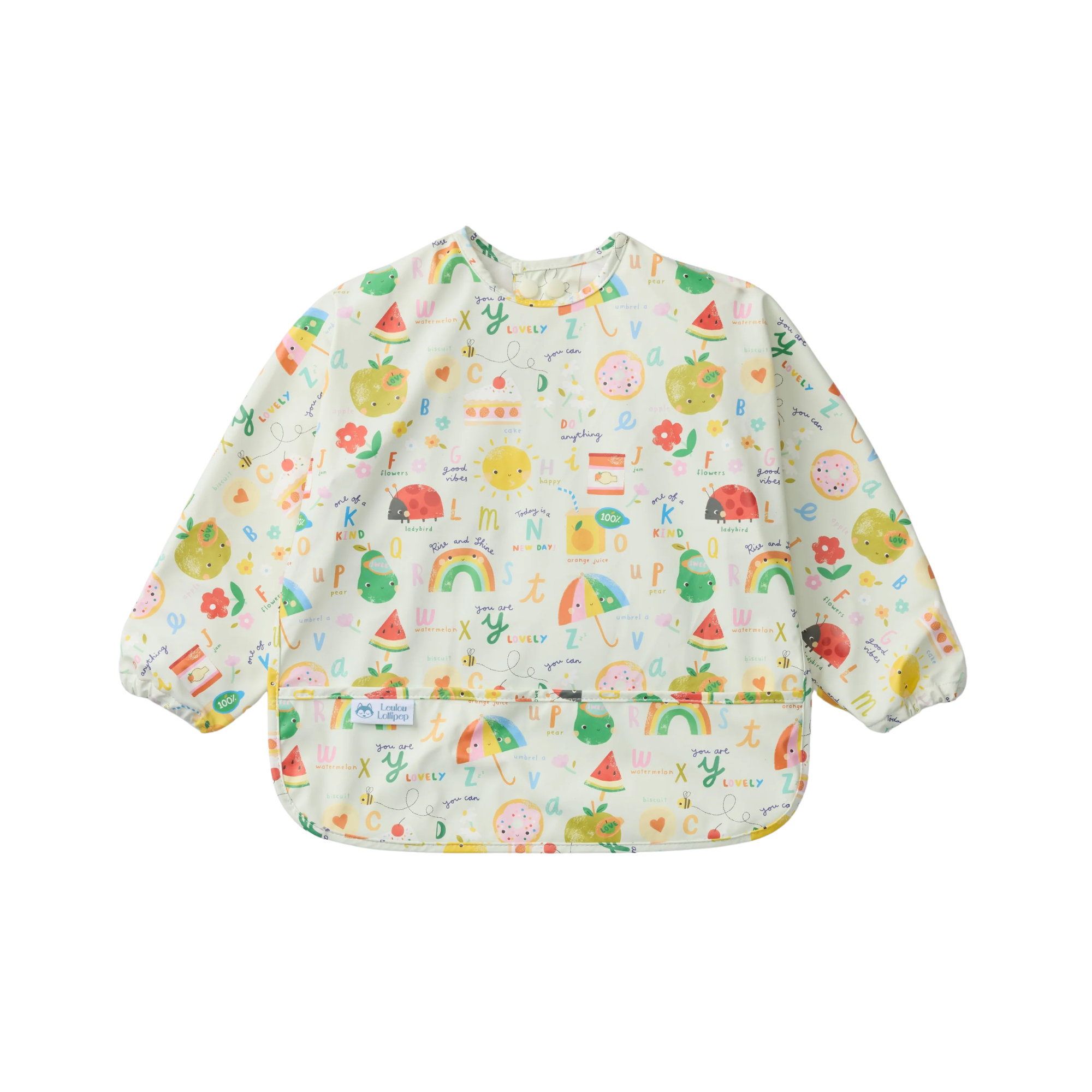 Bavette à manches longues Alphabet Smiles Loulou Lollipop coloré cute