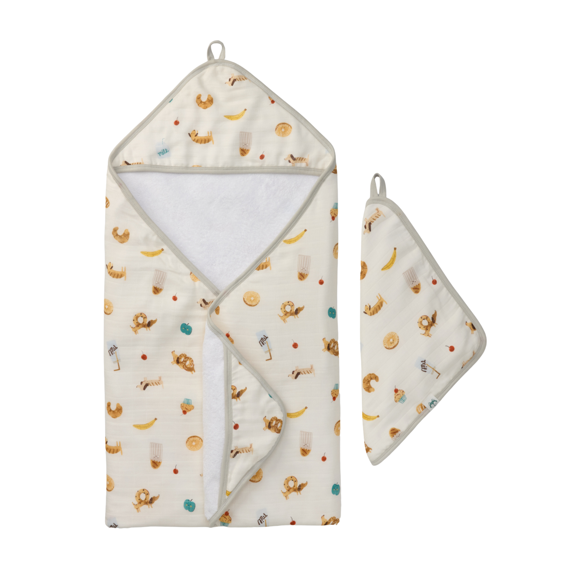 Ensemble serviette et débarbouillette French Breakfast Loulou Lollipop cute tendance