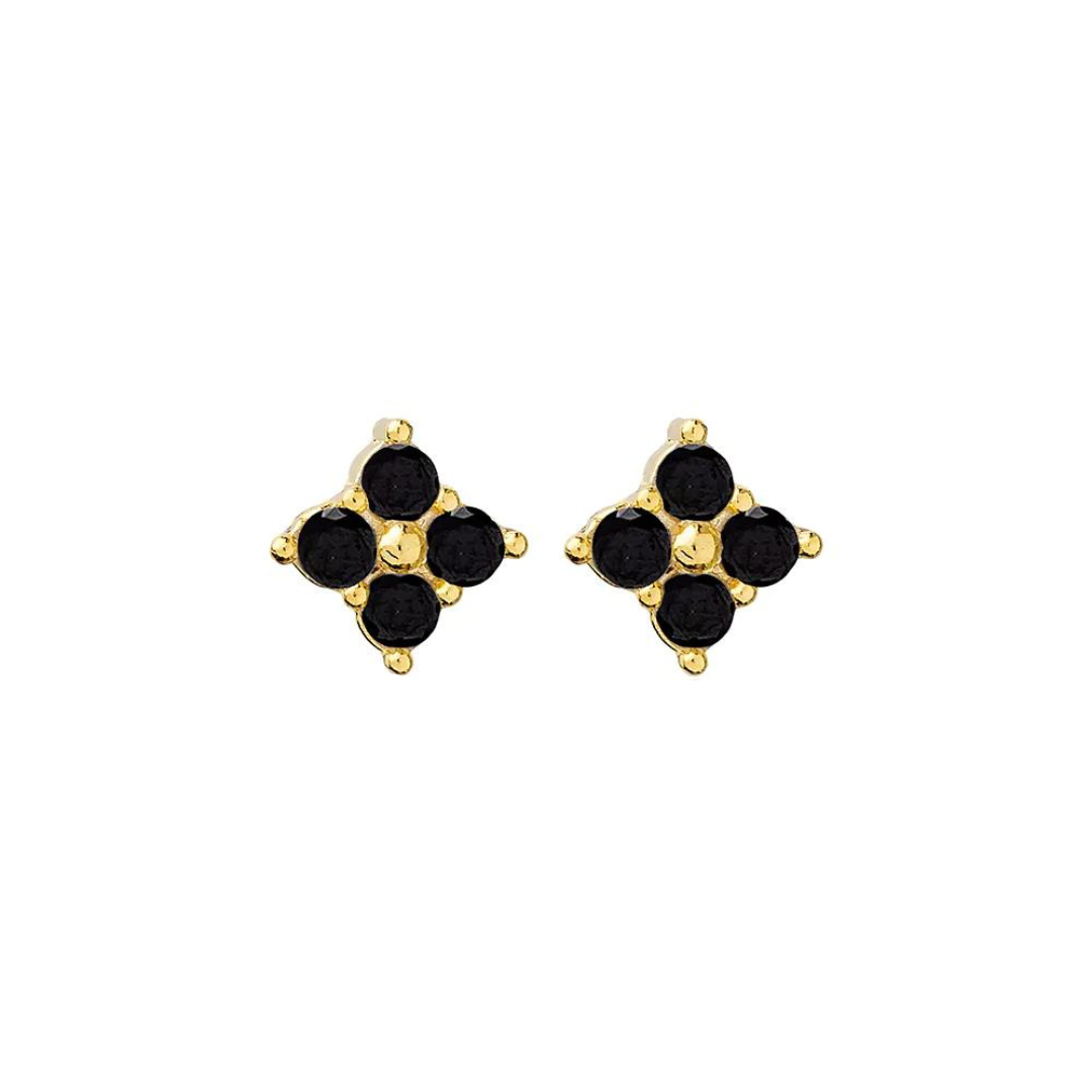 boucles d'oreilles zircon noir argent sterling 925 or