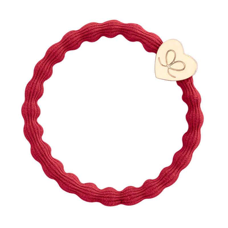 Élastique bracelet bulle By Eloise Charm rouge foncé cerise coeur doré