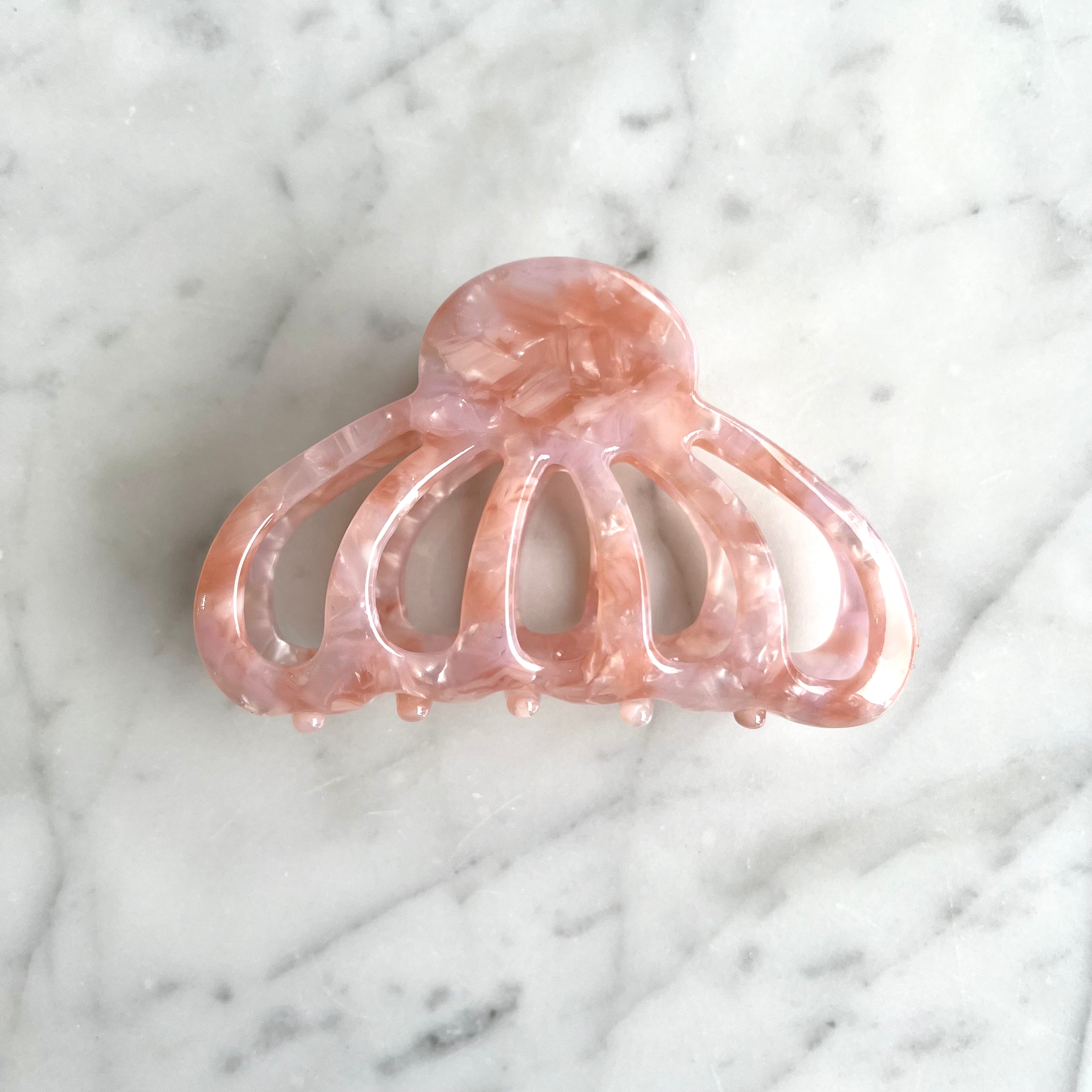 Pince Ronde 8 cm Acétate Rose accessoires cheveux