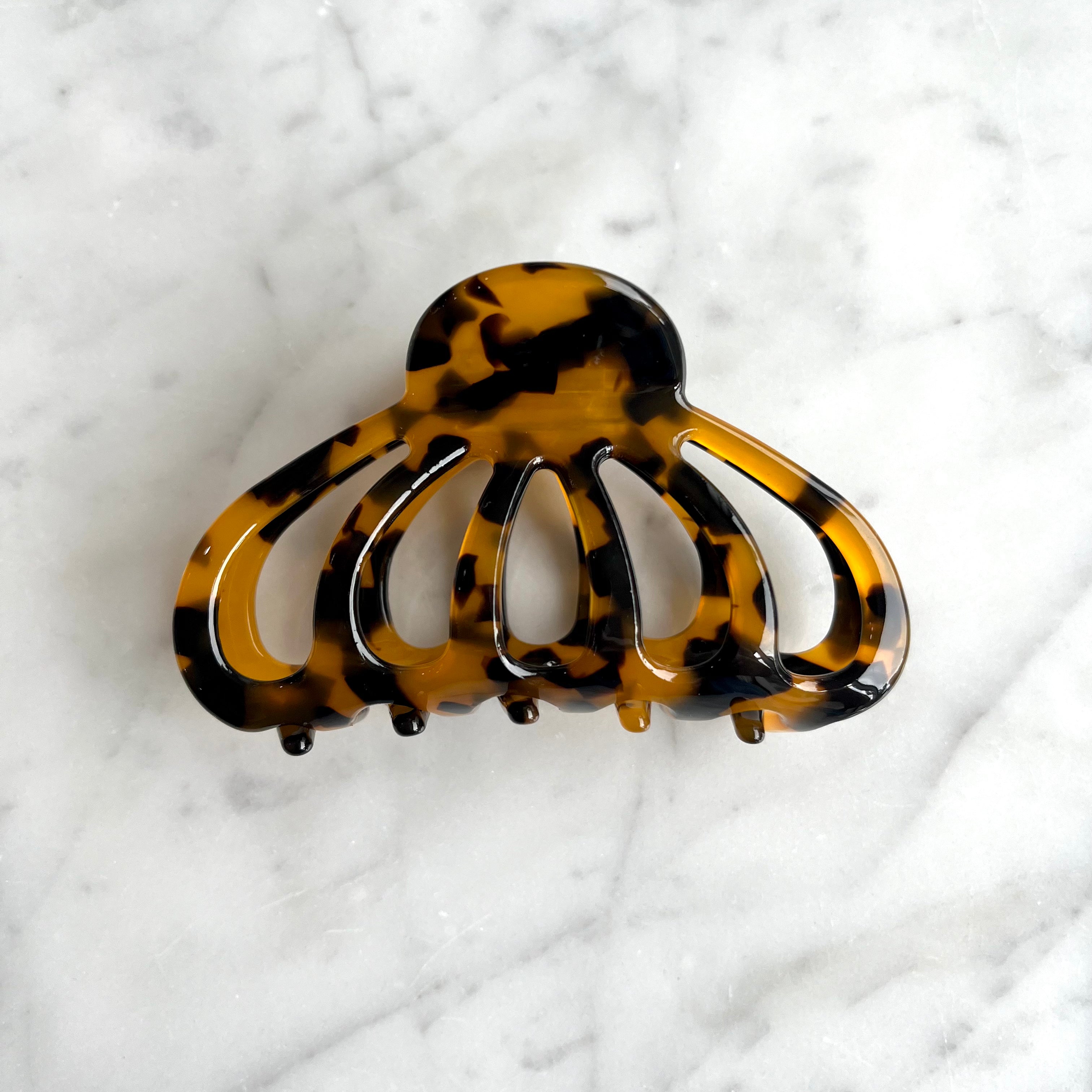 Pince Ronde 8 cm Acétate Écaille de Tortue Foncée Brune accessoires cheveux