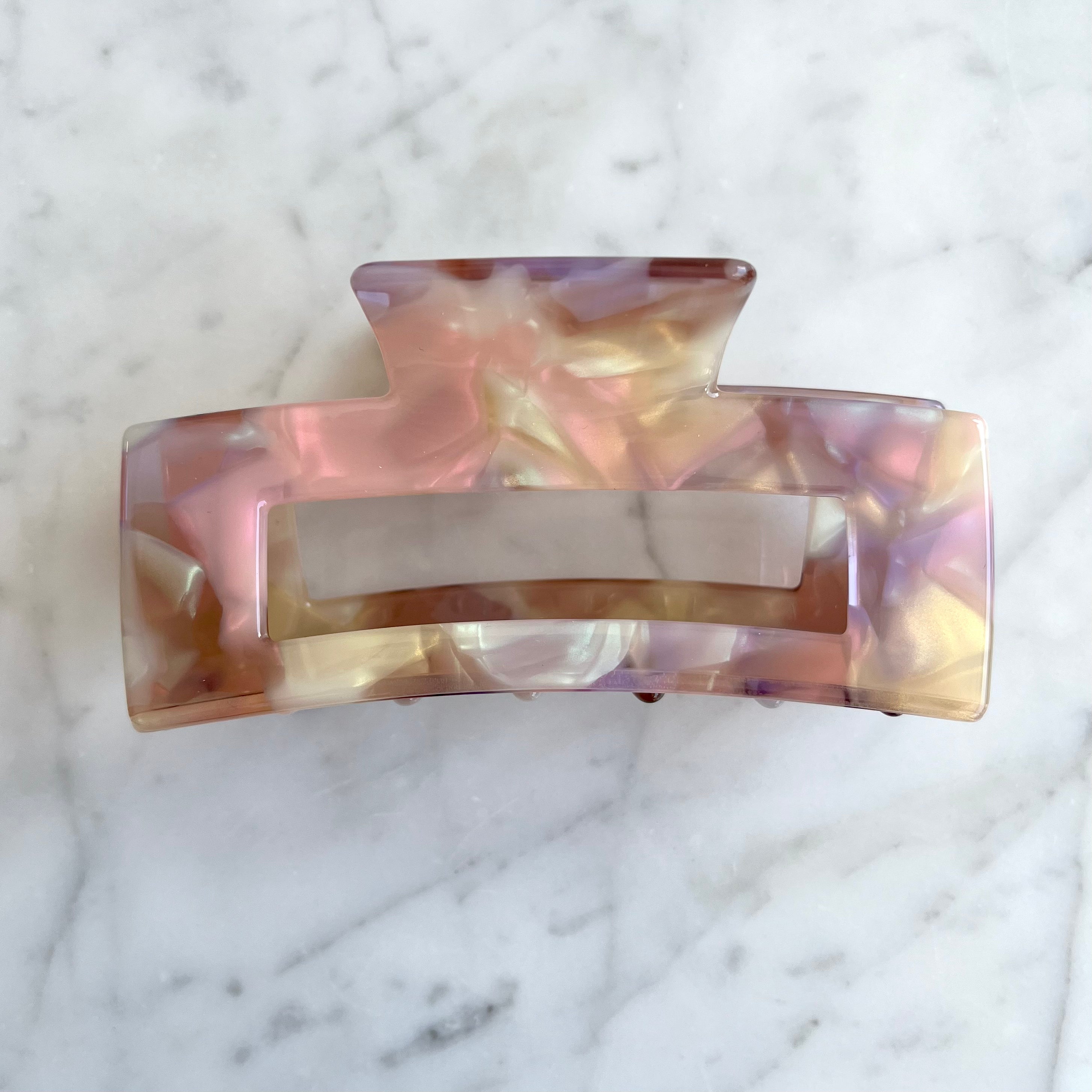 Pince Rectangulaire Acétate 10 cm Lilas Brun accessoires cheveux