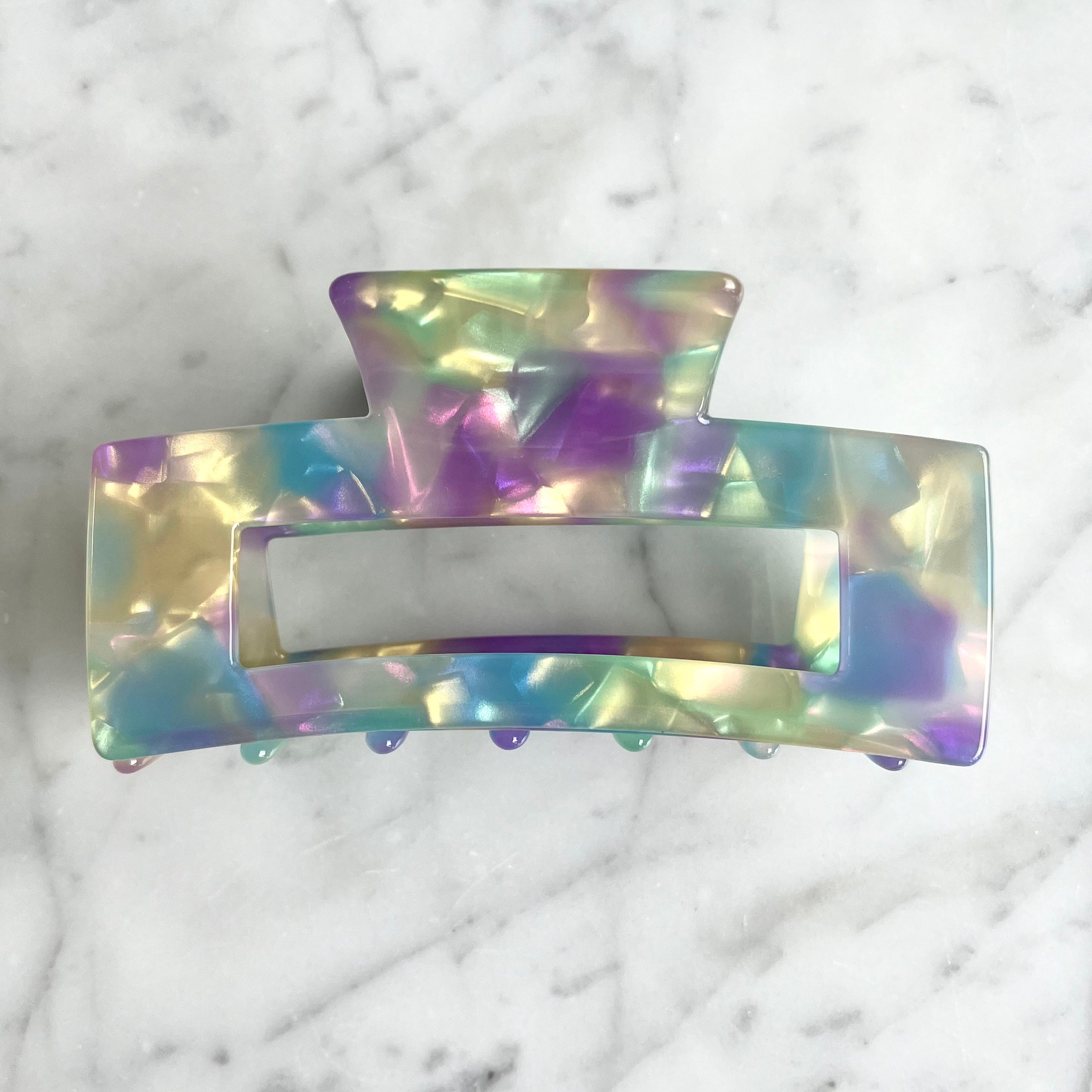 Pince Rectangulaire Acétate 10 cm Lilas Vert Bleu accessoires cheveux