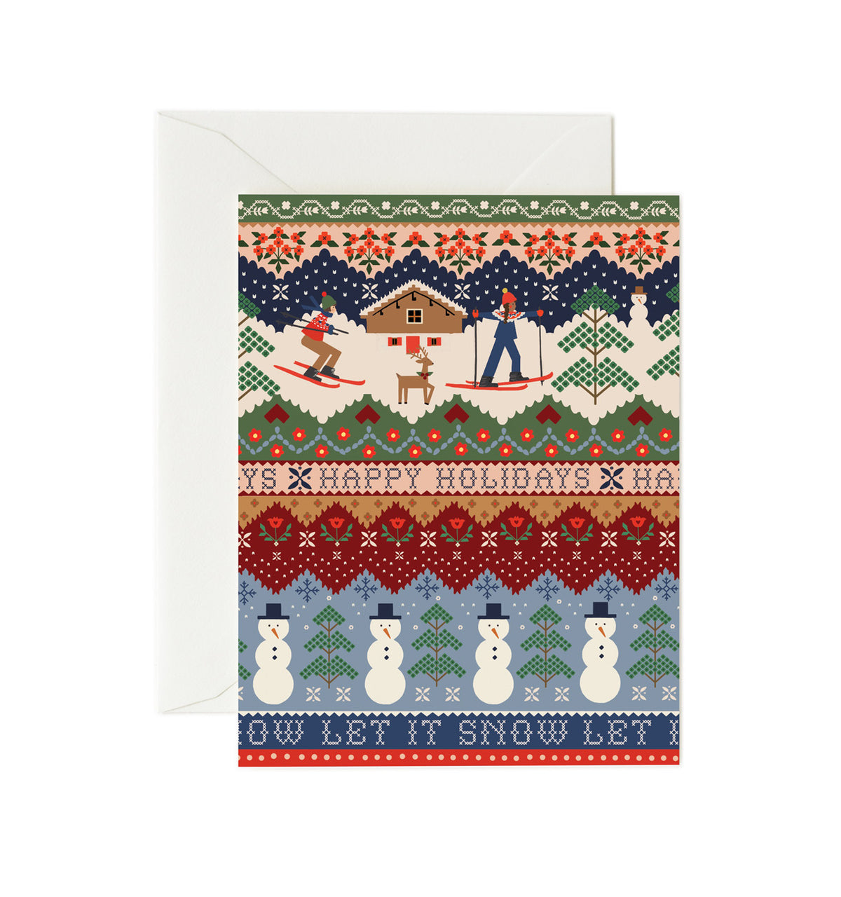 Carte de Noël Ski chalet Rifle Paper Co. Hiver cute cadeau bonhomme neige