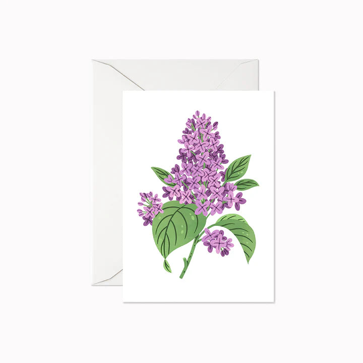 Mini carte de souhait lilas fleur mauve feuilles