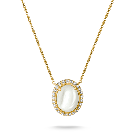 Collier Cabochon nacre et zircon Placage Or 18 carats Thomas Sabo cute tendance