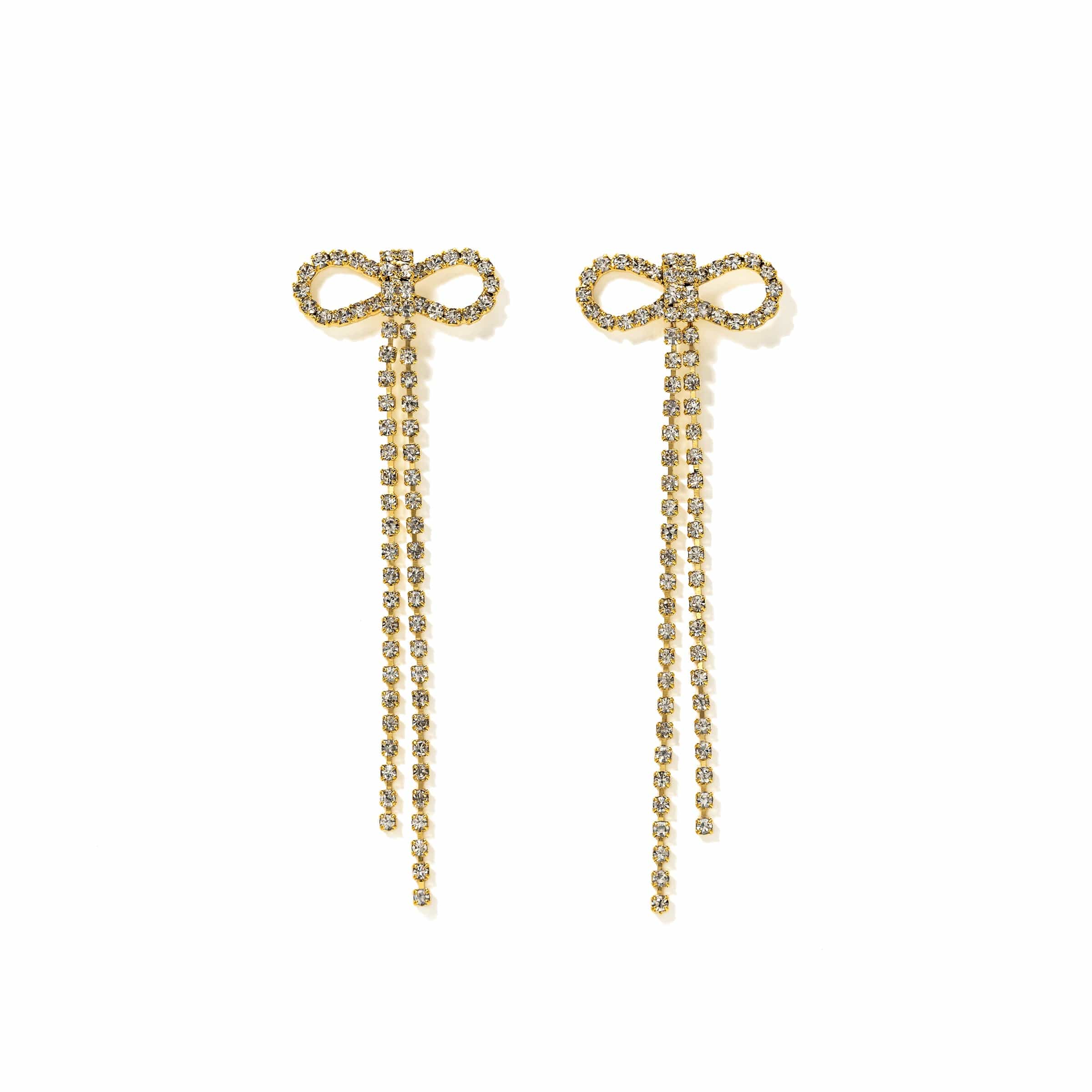 Boucles luxe bow noeud cristal laiton argent sterling Lover’s tempo style mode bijoux