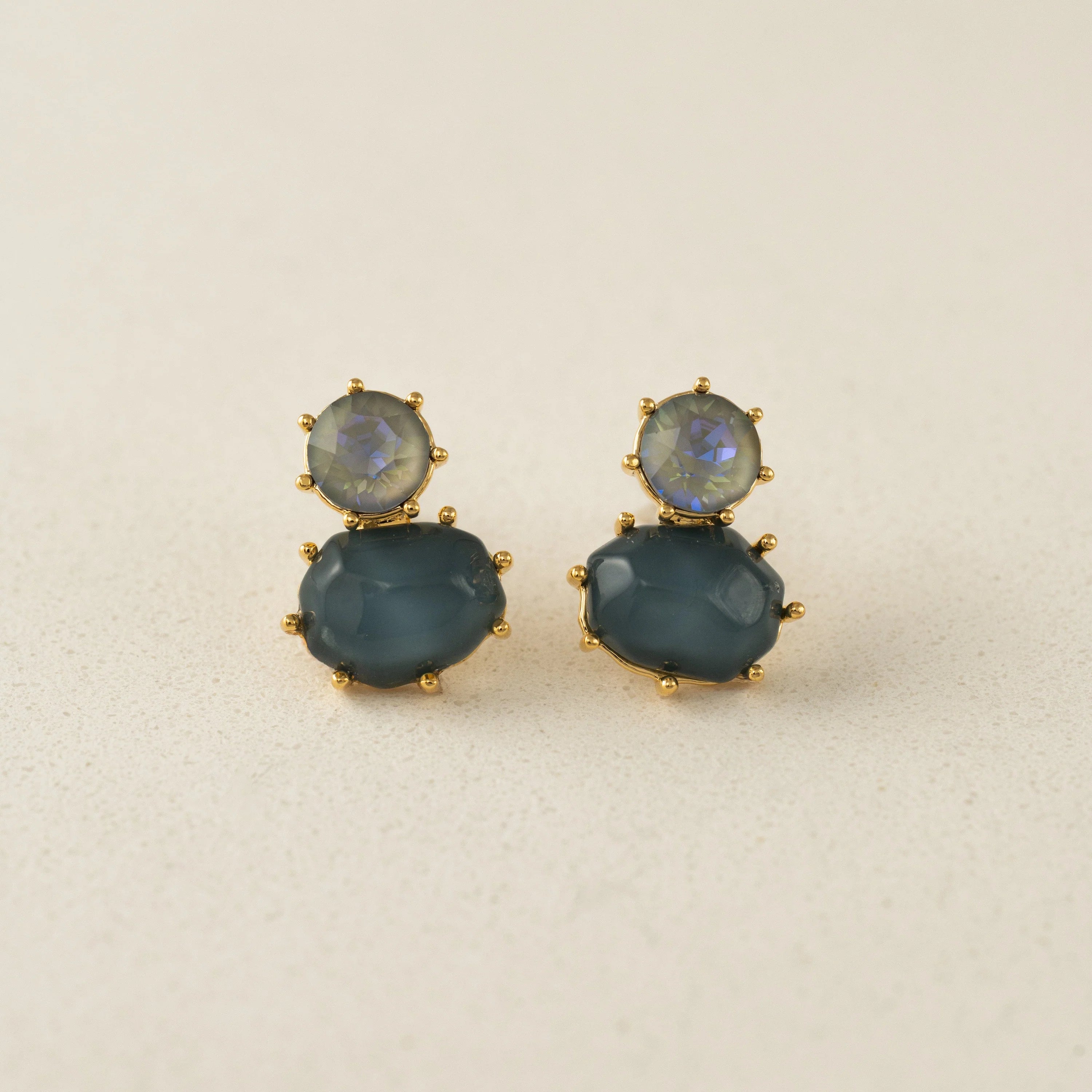 Boucles d'oreilles Marbelle Marine Lover's Tempo cute tendance mode bleu vert laiton tige argent sterling