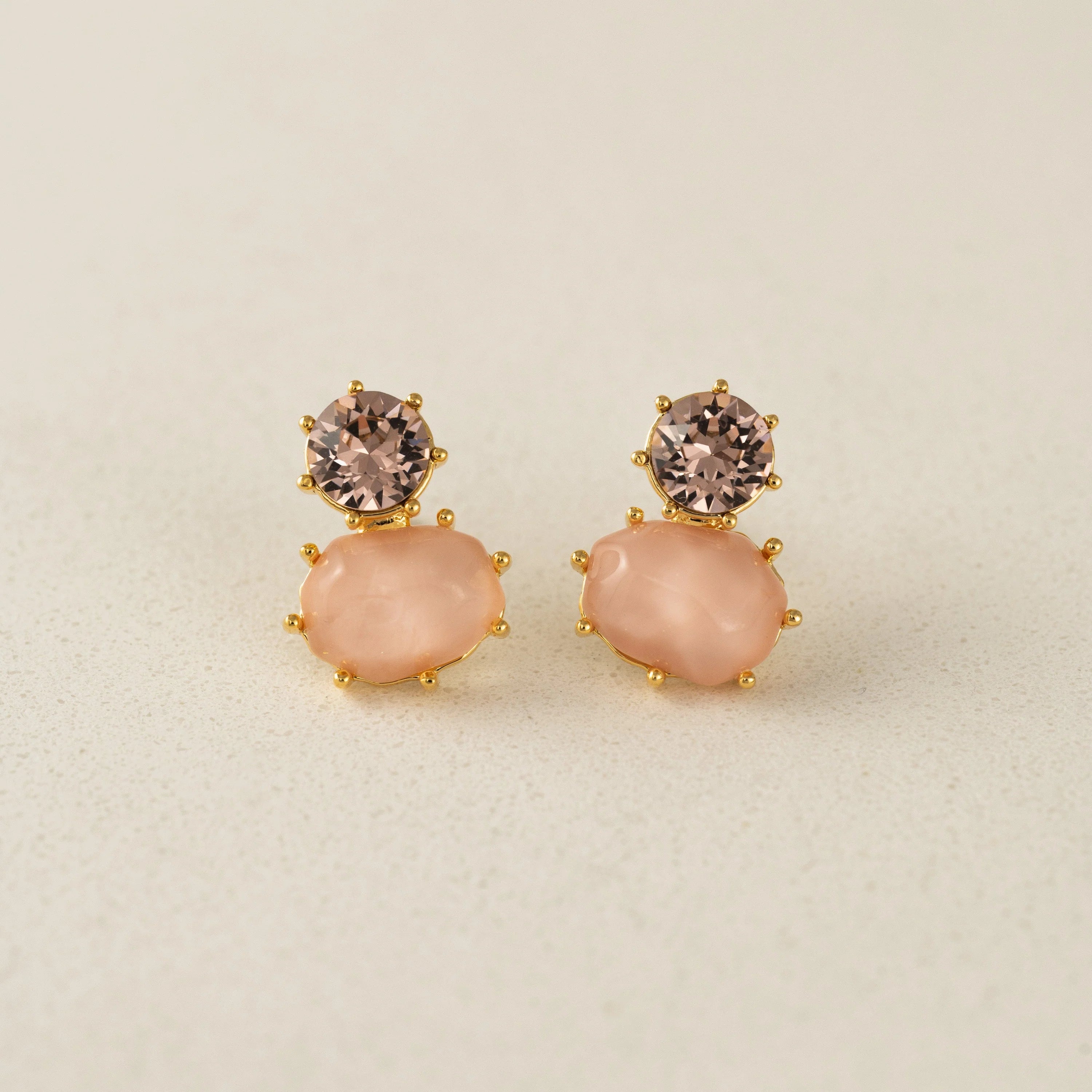 Boucles d'oreilles Marbelle Pêche Lover's Tempo rose pâle mauve cute tendance mode doré laiton tige argent sterling