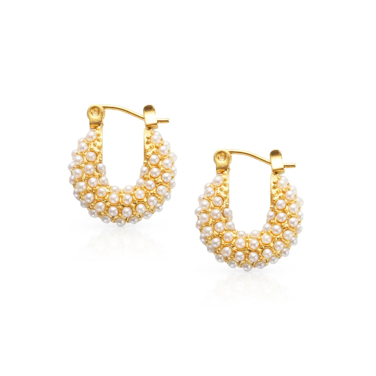Anneaux perles acier inoxydable plaquée or boucles bijoux style mode Lover’s tempo