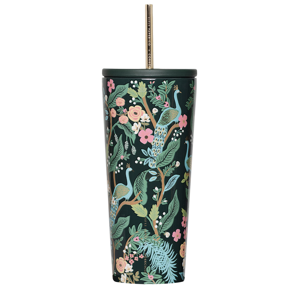 Verre paille hermétique Corkcicle peacock rifle Paper vert émeraude