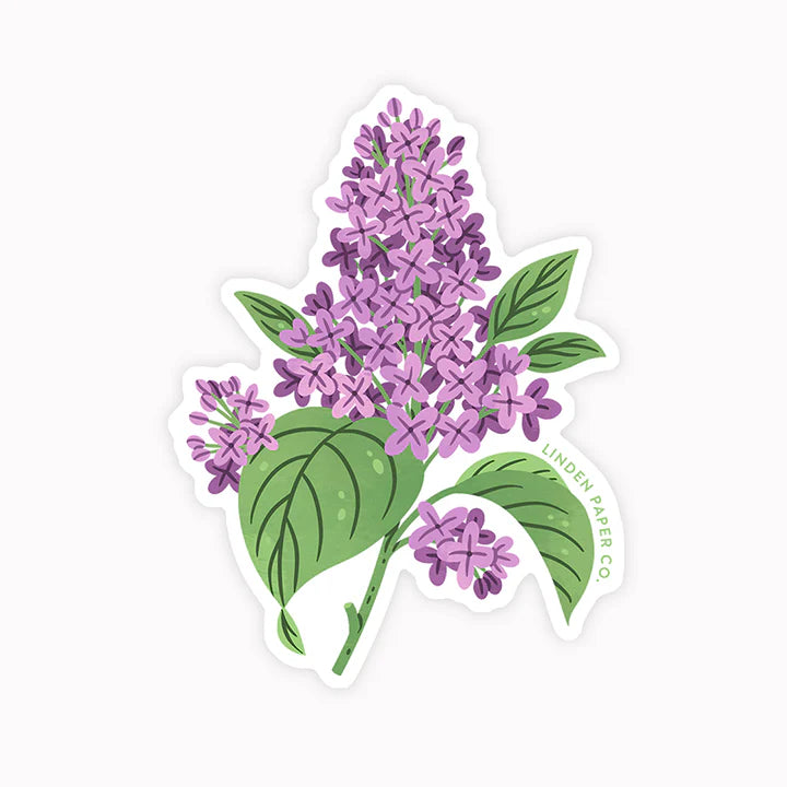 Autocollant transparent lilas fleur mauve feuilles