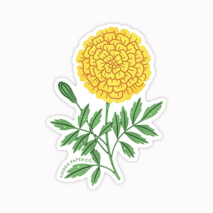Autocollant transparent fleur jaune marigold