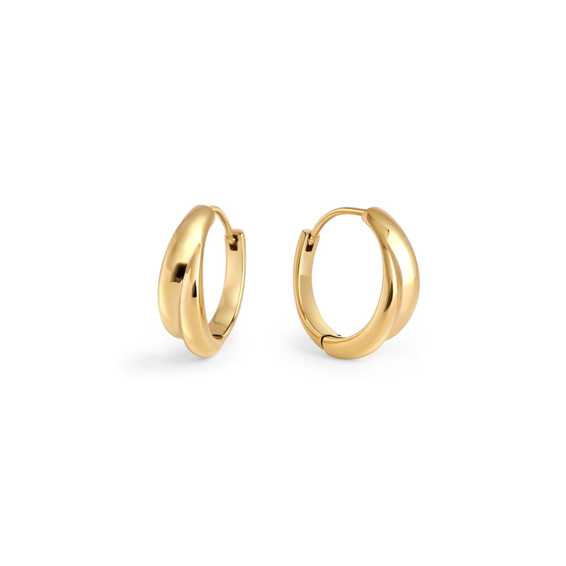 Anneaux double acier inoxydable plaqué or Mia