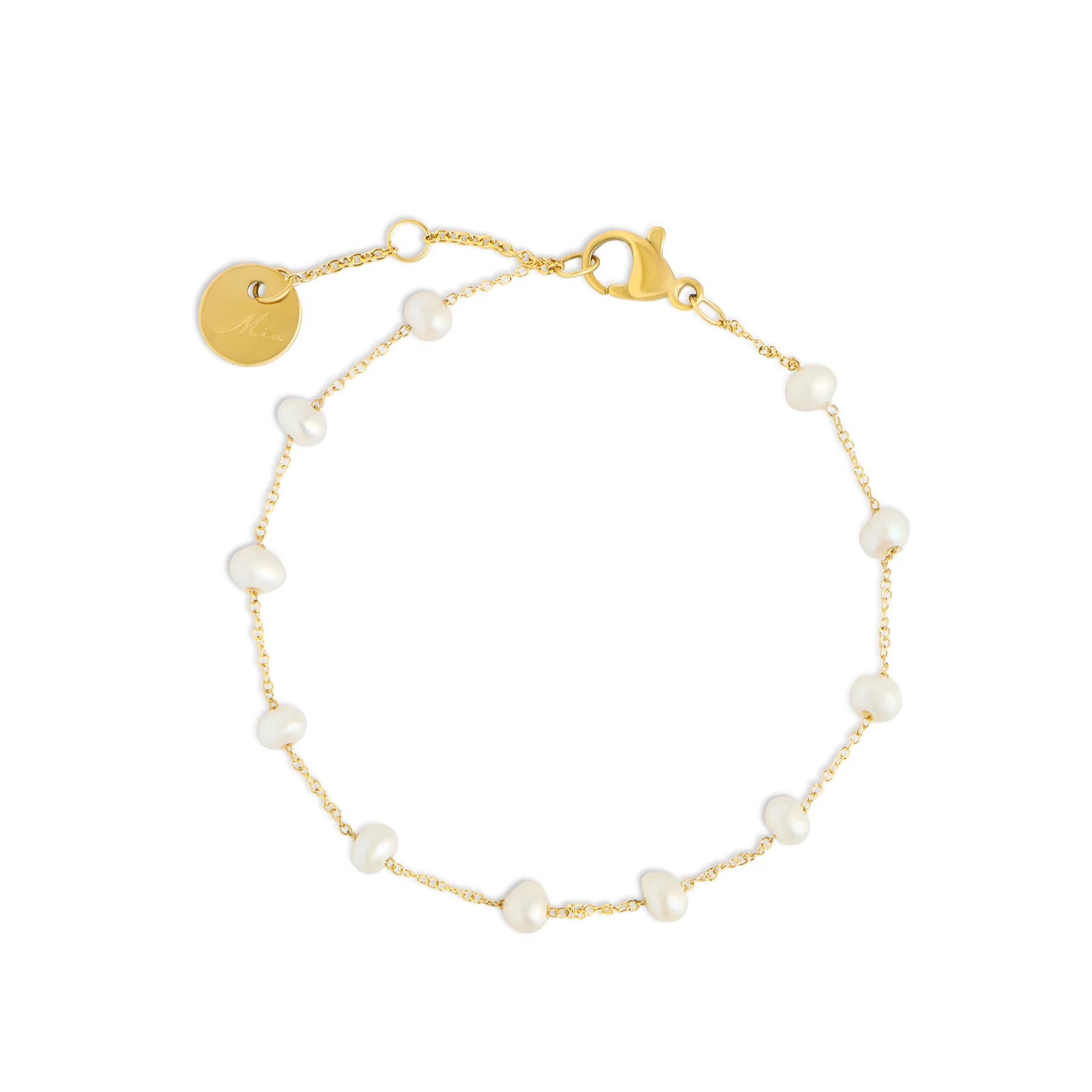 Bracelet acier inoxydable plaquée or Ava or Mia bijoux style mode perles eau douce