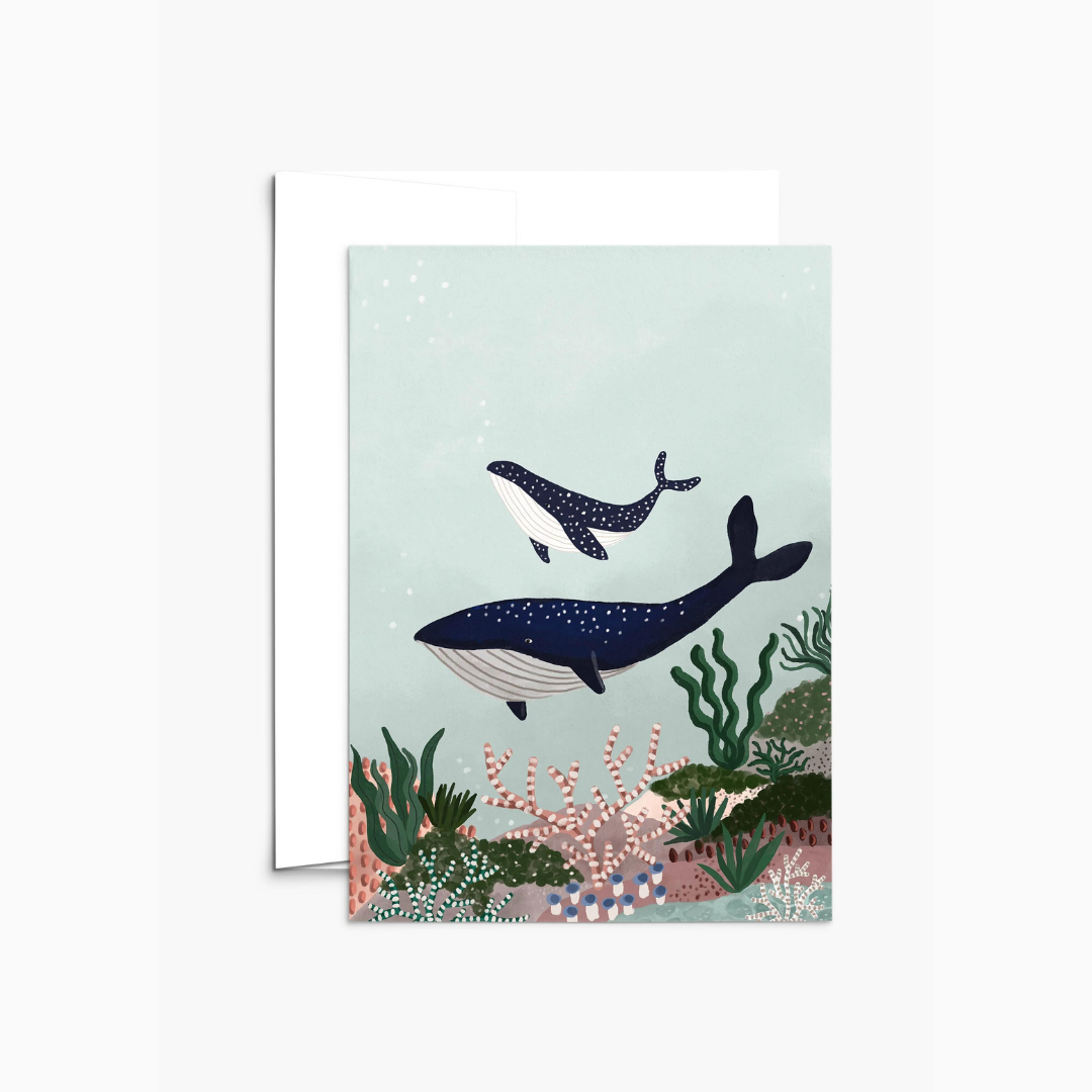 Carte Souhait Mimi August Baleine bleue