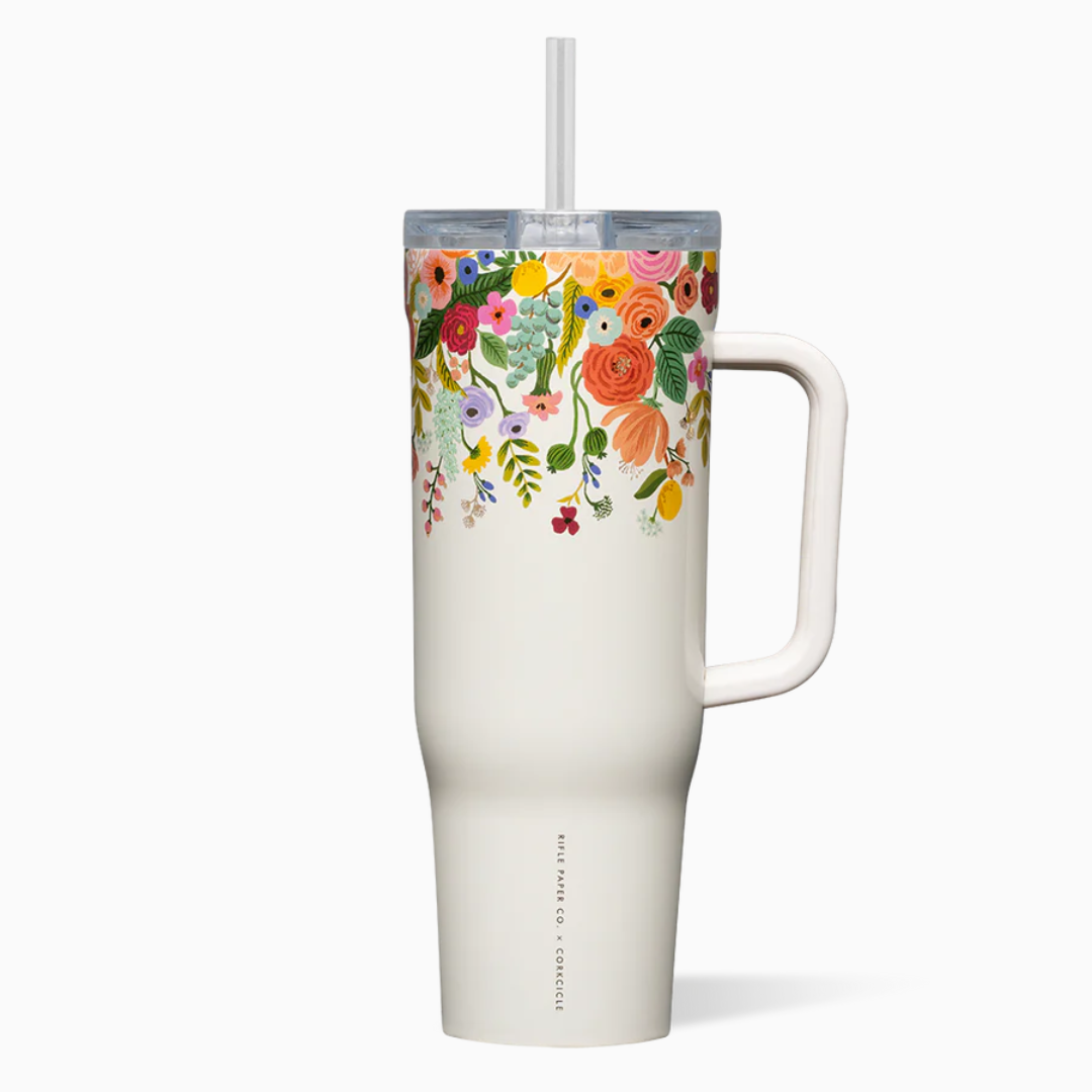 Tasse paille Corkcicle Rifle Paper Co. Fleurs Garden Party