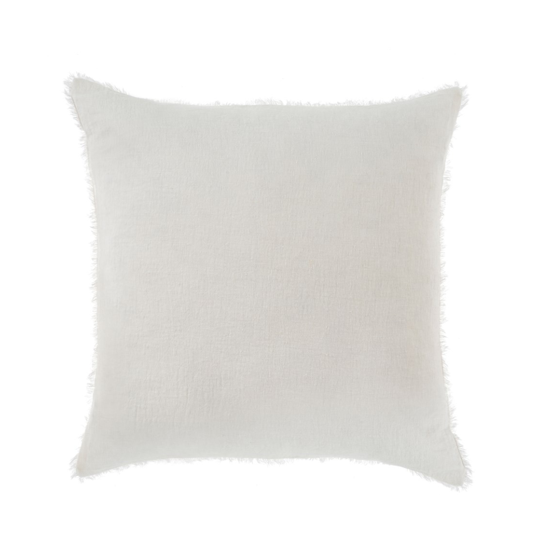 coussin lin indaba blanc frange