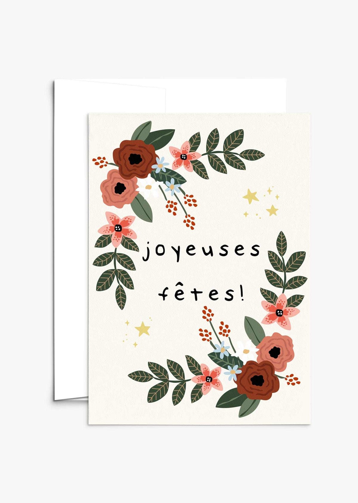 Carte souhait Noël fleurs fêtes mignon cadeau Mimi et August