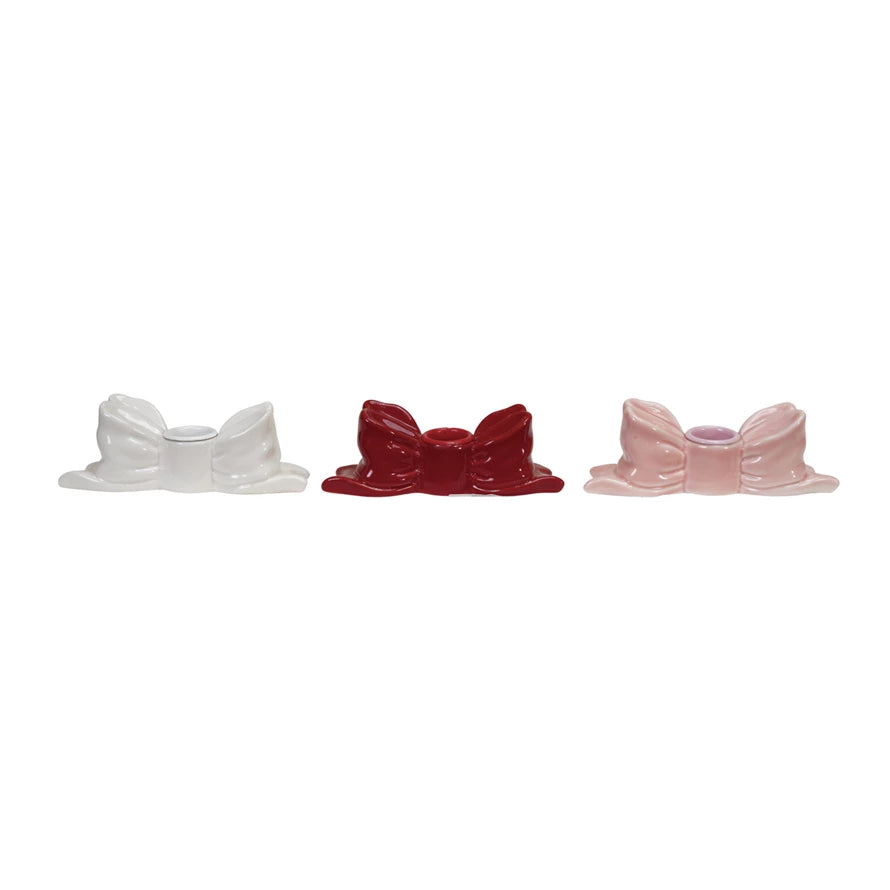 Bougeoirs nœud décoration blanc rose rouge Creative Co-op