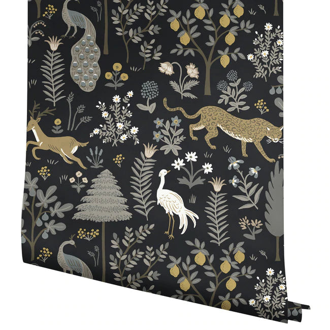 papier peint Rifle Paper co. Menagerie noir