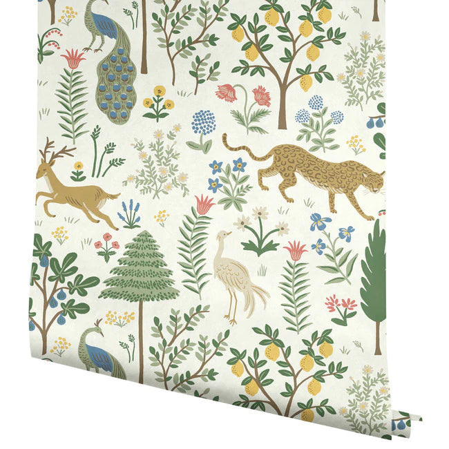 papier peint Rifle Paper co. Menagerie blanc crème