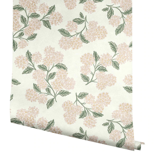 papier peint Rifle Paper co. hydrangea rose