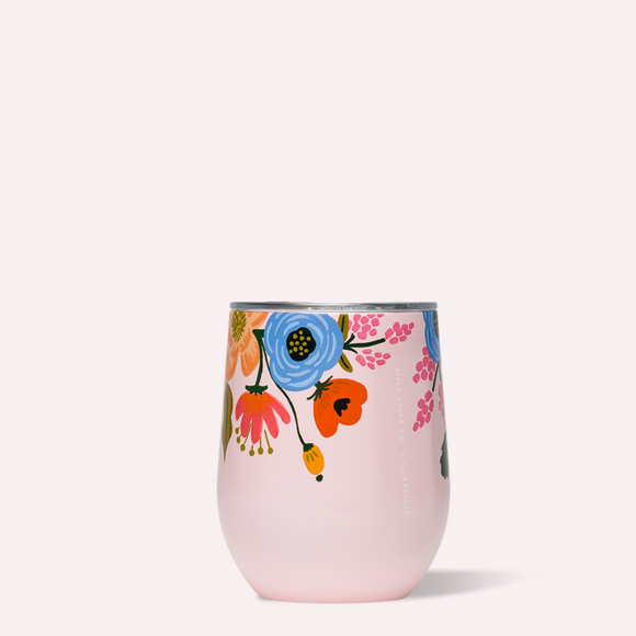 Stemless Corkcicle Rifle Paper Lively Floral Pink