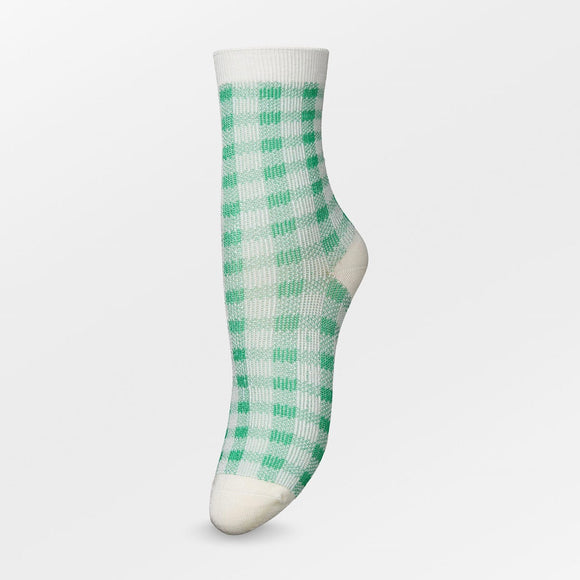 chaussettes carreaux vert blanc