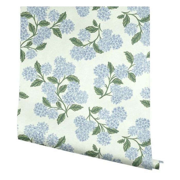 papier peint Rifle Paper hydrangea bleu crème