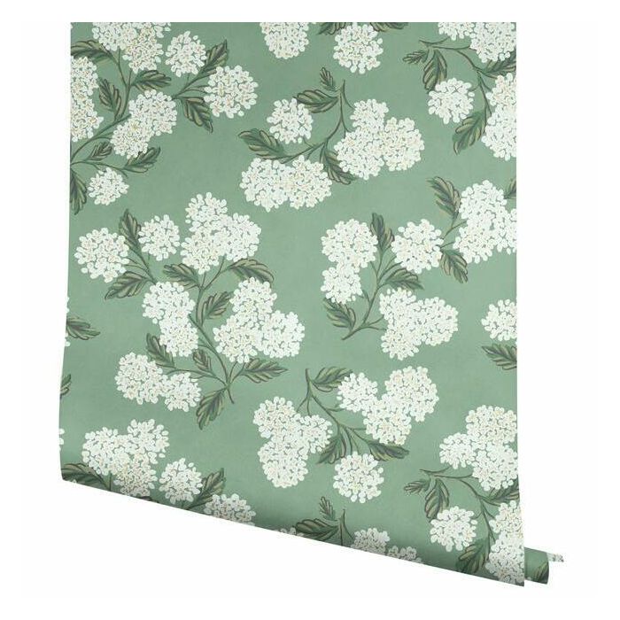 papier peint Rifle Paper hydrangea vert