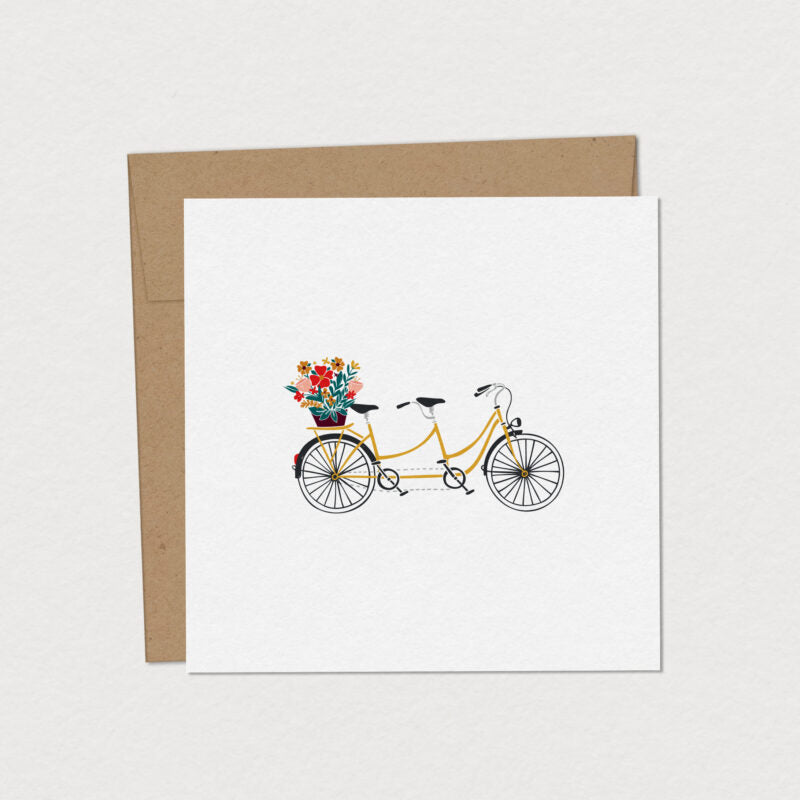 Carte souhait Québec Mimosa Bicyclette à deux