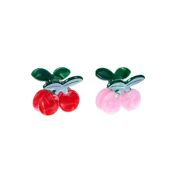Ensemble 2 pinces cheveux mini Cerise Rockahula Kids rose rouge