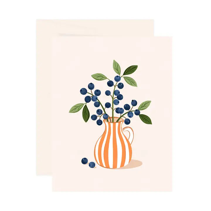 Carte souhait myrtille feuilles vase orange Paige & Willow 