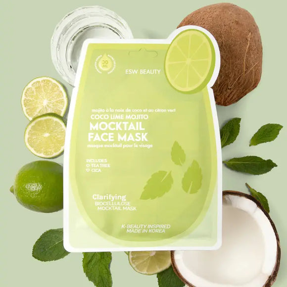 Masque Visage Mocktail Mojito Lime et Coco - Purifie, hydrate et ravive l’éclat