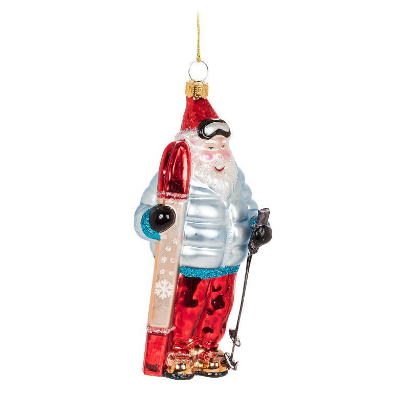 Ornement de Noël en verre soufflé père Noël en ski cute décoration hiver tendance Abbott