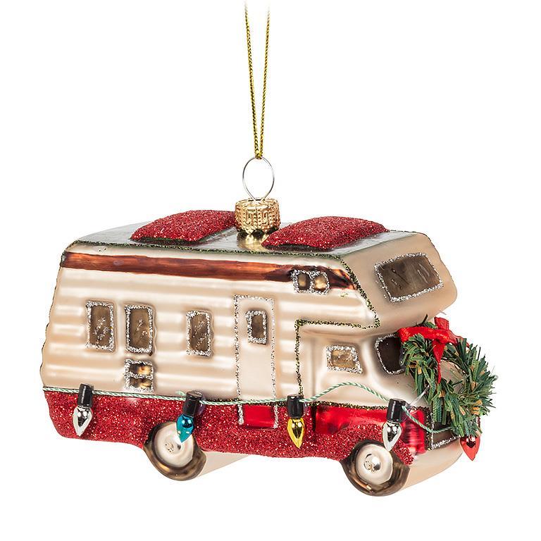 Ornement de Noël en verre soufflé camper vintage cute décoration hiver tendance Abbott