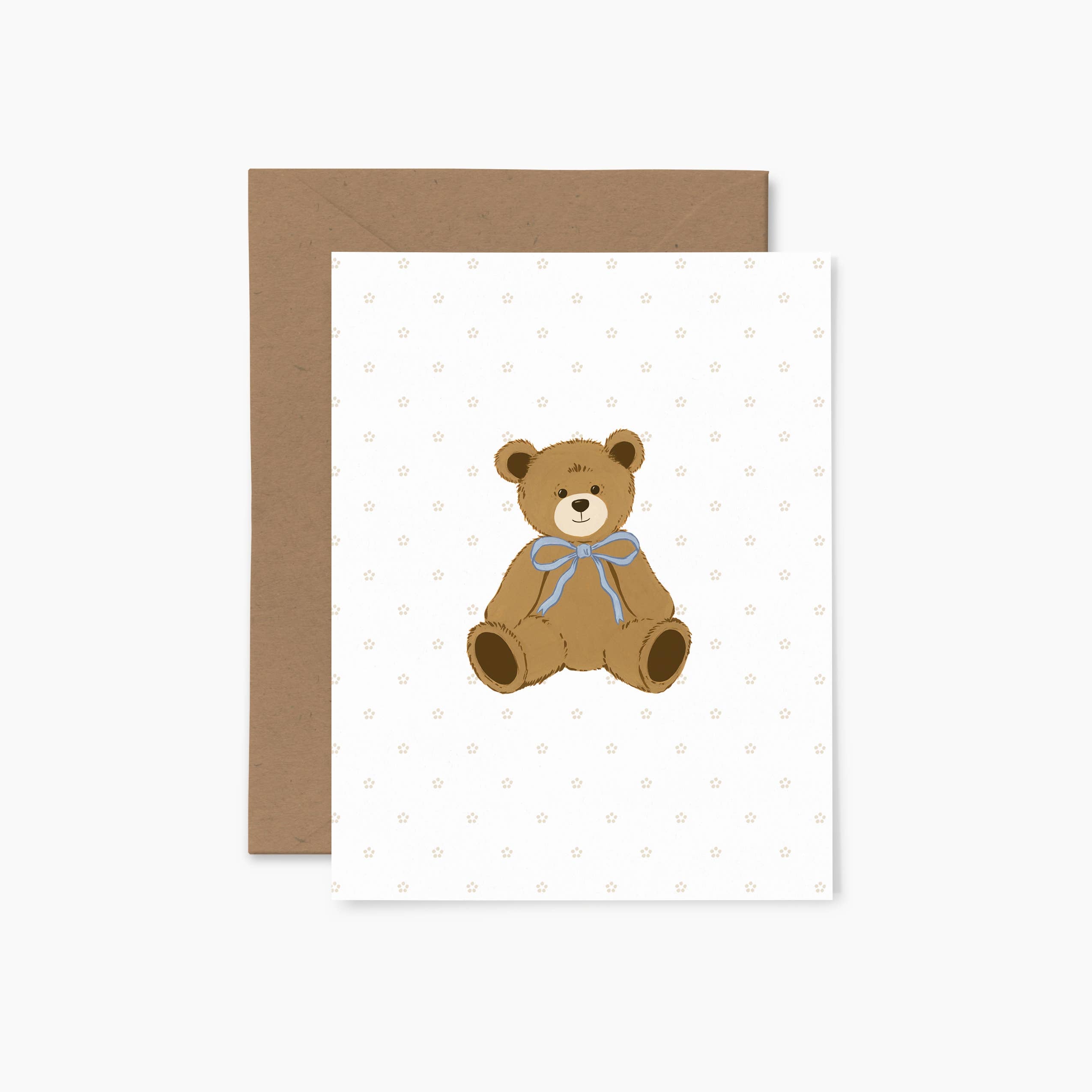 Carte de souhaits Ourson Papier Fleuri Co. Peluche cute brun blanc