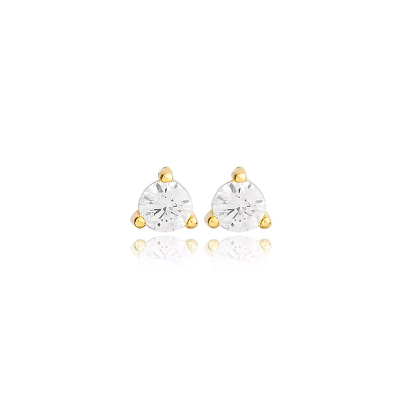 Boucles d’oreilles zircon 3mm argent Sterling placage or