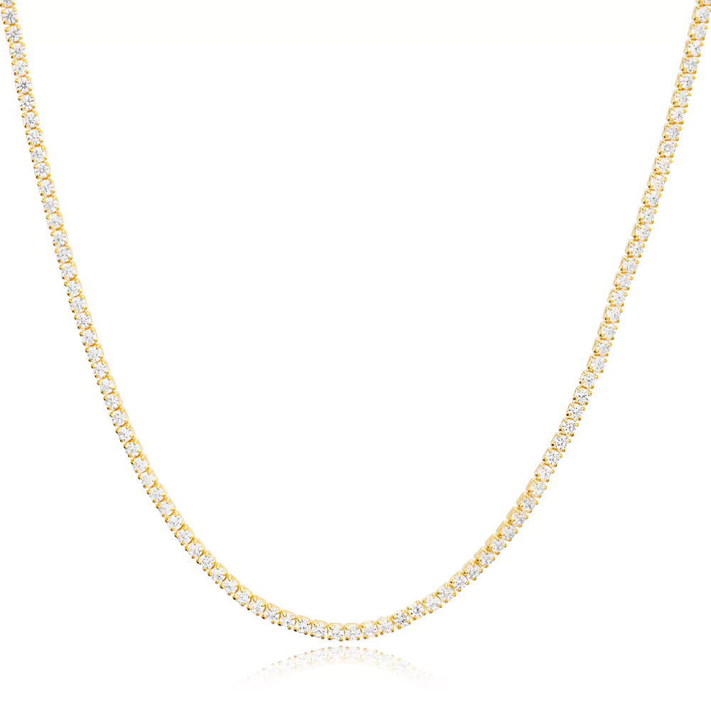 Collier tennis zircon argent Sterling placage or