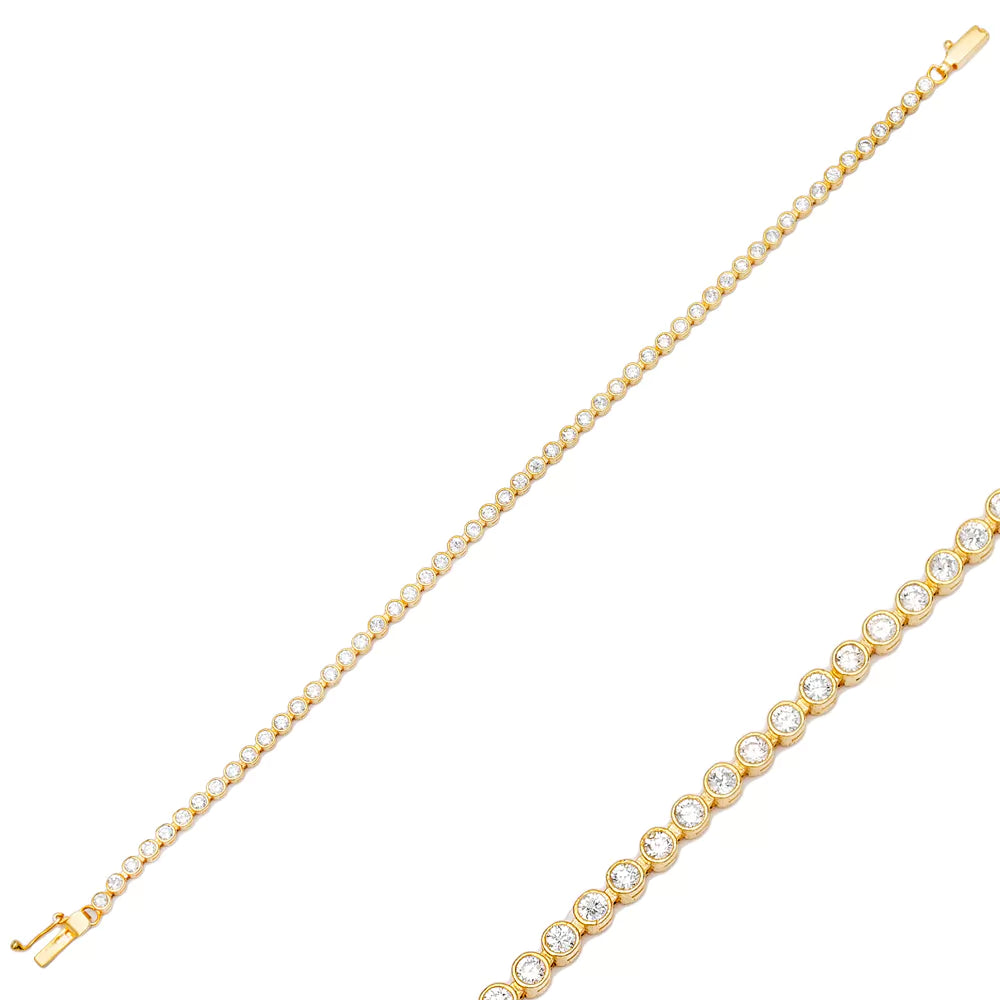 Bracelet Tennis zircon argent sterling 925 or