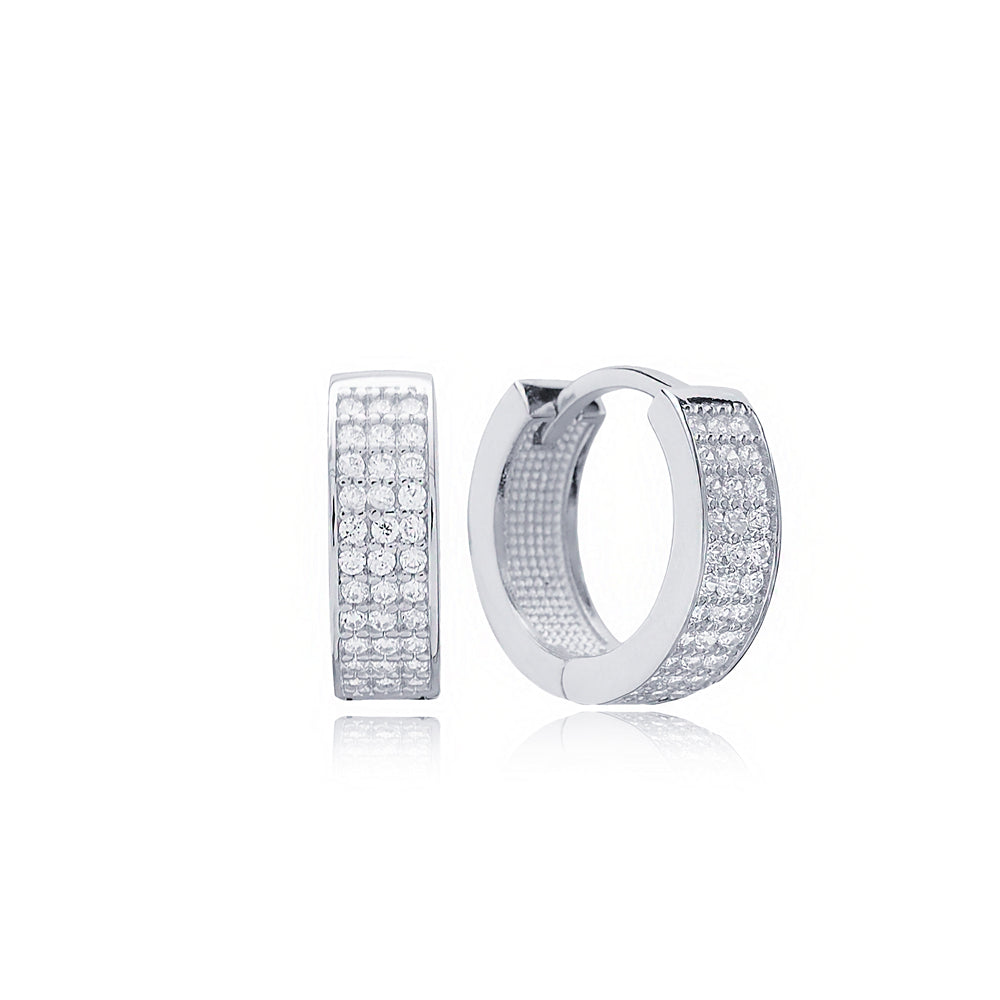 Anneaux Huggie Argent 925 zircon pavé