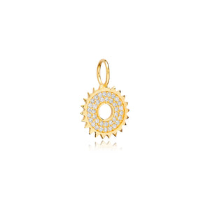 Charm soleil collier pendentif zircon pavé argent Sterling placage or