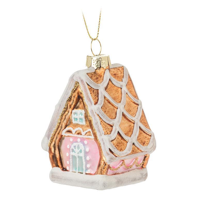 Ornement de Noël en verre soufflé maison pain d’épices cute décoration hiver tendance Abbott
