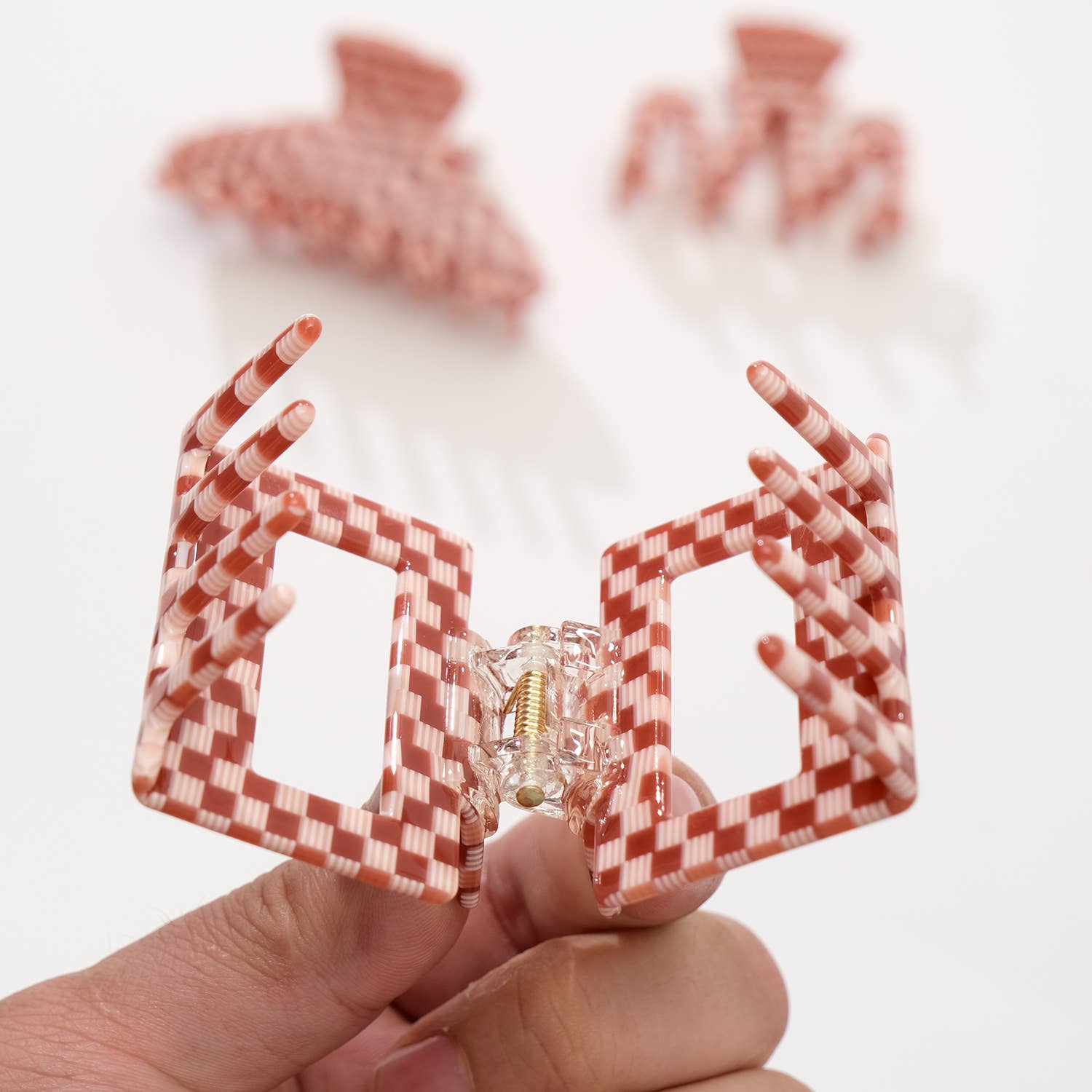Pinces à cheveux - Rouge Vichy P/M