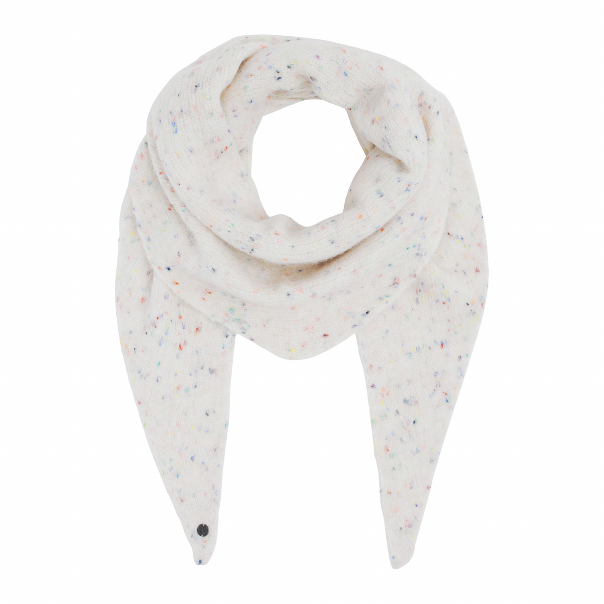 Foulard triangle en mélange de laine - Confetti Crème