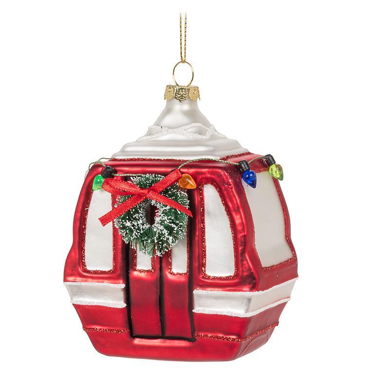Ornement de Noël en verre soufflé gondole de ski cute décoration hiver tendance Abbott